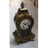 A late 19th century French boullework eight-day mantel clock,