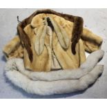 A vintage blonde mink jacket, a fox fur, a mink collar and an Arctic fox long wrap (4).