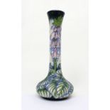 Moorcroft; a baluster vase with long slender neck, 'Sea Drift', designed by Rachel Bishop,