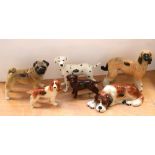 Six Cooper Craft models of dogs; a Pug, Dalmatian etc (6).