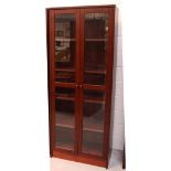 A pair of modern bookcases/display cabinets with glazed doors (2).