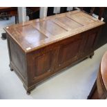 An oak c1930s blanket box with maker's name to interior, 'Ralph Johnson Cabinet Maker, Warrington',