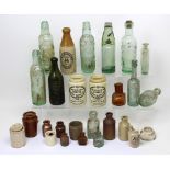 A collection of vintage bottle to include Strawson & Co, a Burslem stone bottle,