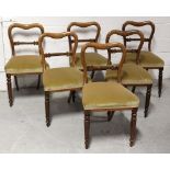 A set of six early Victorian rosewood balloon-back chairs (6).