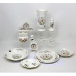 A collection of Aynsley 'Wild Tudor' pattern ceramics to include candlesticks, vases,