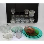 Two boxes of assorted glassware comprising plates, bowls, dishes and vase (2).