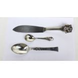 A Danish silver spoon with lily of the valley finial, silver marks verso,