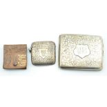 SMITH & BARTLAM; an Edward VII hallmarked silver vesta case of square curved form,