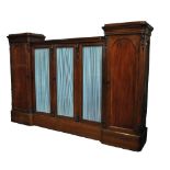 A 19th century rosewood five division wardrobe converted from a library bookcase,