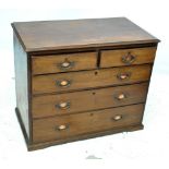 A 19th century mahogany chest of two short drawers and three long drawers on small plinth base,