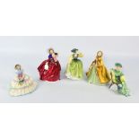 Five Royal Doulton figures; HN2919 'Rachel', HN1731 'Daydreams', HN2356 'Ascot', 'Buttercup',