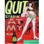 A large Boddingtons 'Quit staring at my beer' poster, 152 x 101cm,