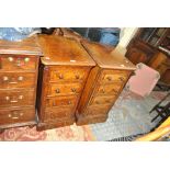 A pair of 19th century burr walnut four drawer bedside cabinets of rectangular form, height 79.