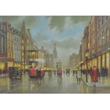 STEVEN SCHOLES (born 1952); oil on board 'Market Street Manchester',