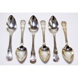 SARAH & JOHN WILLIAM BLAKE; a set of six George III hallmarked silver King's pattern dessert spoons,