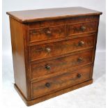 A Victorian mahogany chest of two short above three long drawers on plinth base, width 114cm,