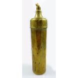 A circa 1880 brass open flame hand lamp, height 16.5cm.