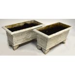 A pair of early Victorian Gothic Revival cast iron rectangular planters,