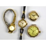 A collection of lady's wristwatches including a 9ct rose gold example,