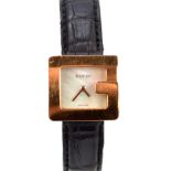 GUCCI; a lady's 18ct yellow gold 3600L wristwatch, with mother of pearl dial and shaped case,