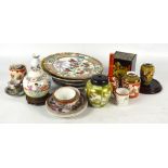 A mixed lot of Oriental ceramics including a Japanese Meiji period Imari pattern plate with fluted