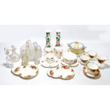 A mixed lot of ceramics and glass to include two Royal Albert 'Old Country Roses' tennis sets,