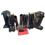 Equestrian interest; four pairs of UK size 6 riding boots, as well as six pairs of spurs (10).