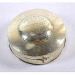 An early Victorian electroplated circular two compartment snuff box/ashtray,
