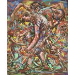 PETER HOWSON OBE (Scottish, born 1958); pastel on paper 'Mayhem', signed,