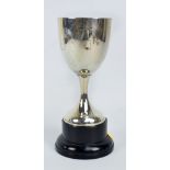 JOSEPH GLOSTER LTD; an Edward VII hallmarked silver goblet trophy of plain form,