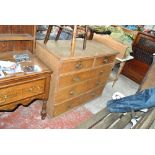 An oak chest of two over three drawers width 113cm, for restoration.