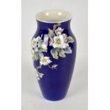 A Royal Copenhagen 'Cobalt Apple Blossom' 279-137 pattern baluster vase, height 32cm.