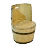 A painted coopered barrel chair, height 67cm.