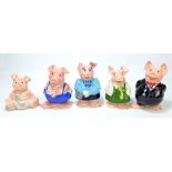 A set of five Natwest Wade piggy banks (one af).