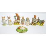 Eight Royal Albert Beatrix Potter character figures including 'John Joiner',