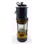 A circa 1940 Patterson of Felling-on-Tyne High Candle Power miner's safety lamp, height 28.5cm.