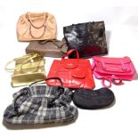 A collection of various fashion handbags.