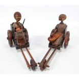 Two Japanese Meiji/early Showa period Kobe wooden articulated toys modelled as stylised musicians