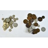 A collection of British coinage including a Victoria shilling, six Victoria threepences,