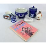 A mixed quantity of ceramic items comprising a large Losel ware cup and saucer in 'Chandos' pattern,
