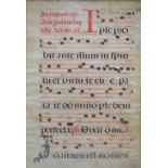 Two leaves of antiphonal or choir missal on vellum, probably Spain circa 1650, 51 x 33.