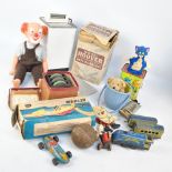 A quantity of mid-20th century toys including a tinplate clockwork train engine 'Golden Eagle' with