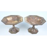 AJ ZIMMERMAN LTD (probably); a pair of George V hallmarked silver octagonal pedestal bonbon dishes,