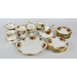 A Royal Albert 'Old Country Roses' pattern eight setting tea set comprising trios, teapot,