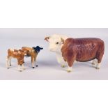 A Beswick matt glazed Hereford bull with champion stamp to underside, length 18.