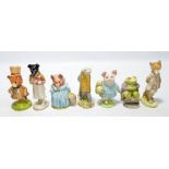 Seven Beswick Beatrix Potter character figures including 'Pickles', 'Little Pig Robinson',