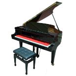 BOSTON STEINWAY; a baby grand piano with mirrored black finish, performance edition numbered 180074,