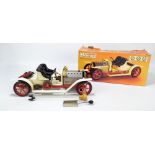 A boxed Mamod Steam Roadster SA1 in cream livery with red and black detail,