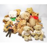 A collection of teddy bears to include a souvenir example for Kensington Palace with labels,