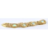 A 9ct yellow gold and opal gate bracelet, with heart padlock clasp, total approx 19.0g.